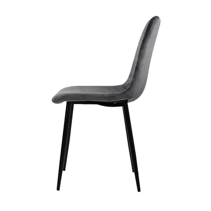 Artiss Dining Chairs Set of 4 Velvet Horizontal Slope Grey-Dining Sets-PEROZ Accessories