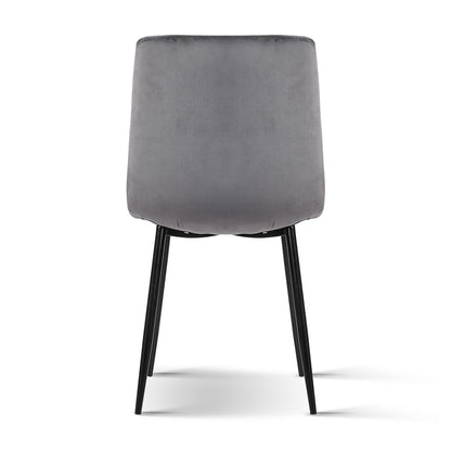 Artiss Dining Chairs Set of 4 Velvet Horizontal Slope Grey-Dining Sets-PEROZ Accessories