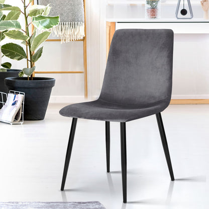 Artiss Dining Chairs Set of 4 Velvet Horizontal Slope Grey-Dining Sets-PEROZ Accessories