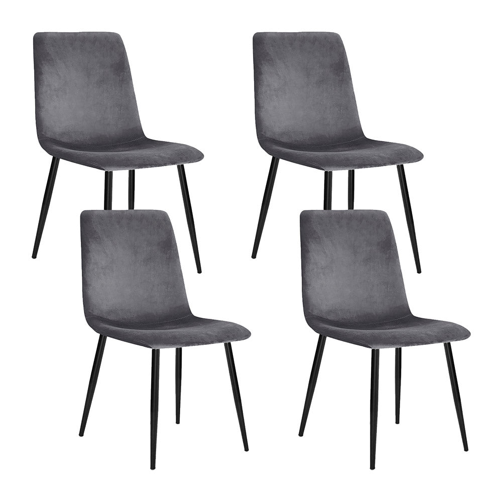 Artiss Dining Chairs Set of 4 Velvet Horizontal Slope Grey-Dining Sets-PEROZ Accessories