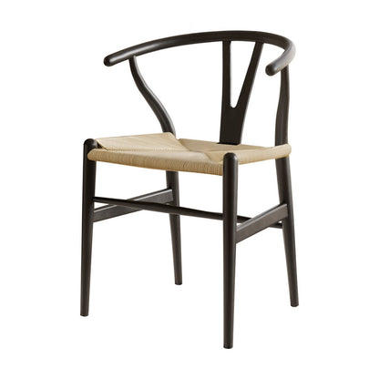 1x Artiss Dining Chair Wooden Rattan Wishbone Black-Furniture &gt; Dining &gt; Kitchen &amp; Dining Chairs-PEROZ Accessories