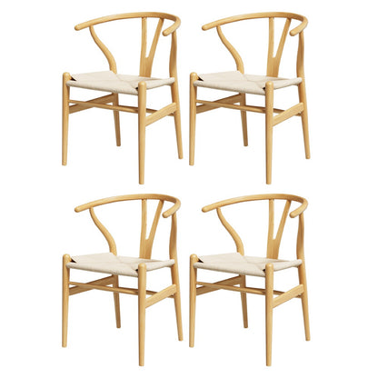 1 Set of 4 Artiss Dining Chairs Wooden Rattan Seat Wishbone Back-Furniture &gt; Dining &gt; Kitchen &amp; Dining Chairs-PEROZ Accessories