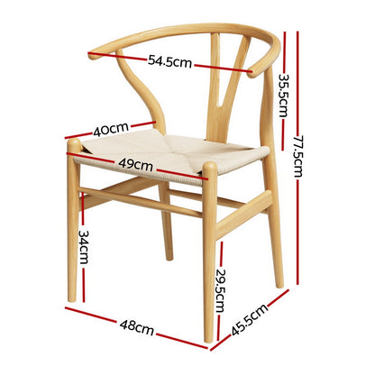 1 Set of 4 Artiss Dining Chairs Wooden Rattan Seat Wishbone Back-Furniture &gt; Dining &gt; Kitchen &amp; Dining Chairs-PEROZ Accessories