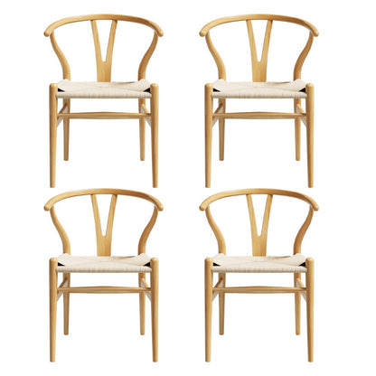 1 Set of 4 Artiss Dining Chairs Wooden Rattan Seat Wishbone Back-Furniture &gt; Dining &gt; Kitchen &amp; Dining Chairs-PEROZ Accessories