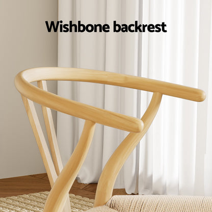 1 Set of 4 Artiss Dining Chairs Wooden Rattan Seat Wishbone Back-Furniture &gt; Dining &gt; Kitchen &amp; Dining Chairs-PEROZ Accessories