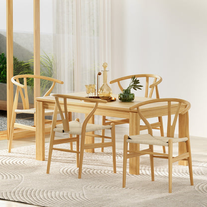 1 Set of 4 Artiss Dining Chairs Wooden Rattan Seat Wishbone Back-Furniture &gt; Dining &gt; Kitchen &amp; Dining Chairs-PEROZ Accessories