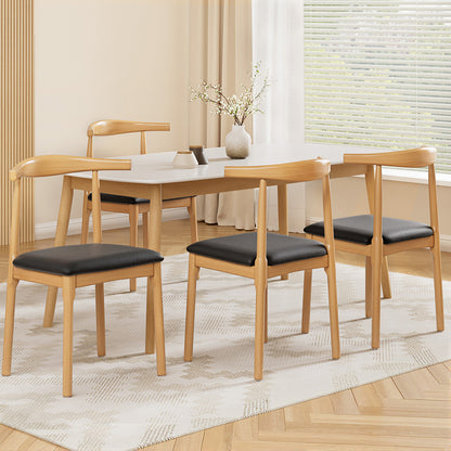 Artiss 4x Dining Chairs Rubber Wood Leather Seat Black-Furniture &gt; Dining &gt; Kitchen &amp; Dining Chairs-PEROZ Accessories