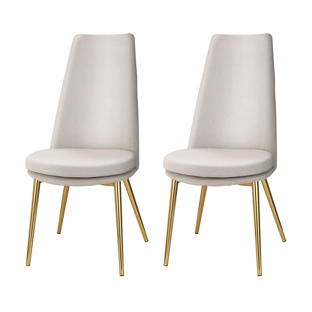 Artiss Dining Chairs High-back Beige Set of 2 Sunnie-Furniture &gt; Bar Stools &amp; Chairs-PEROZ Accessories