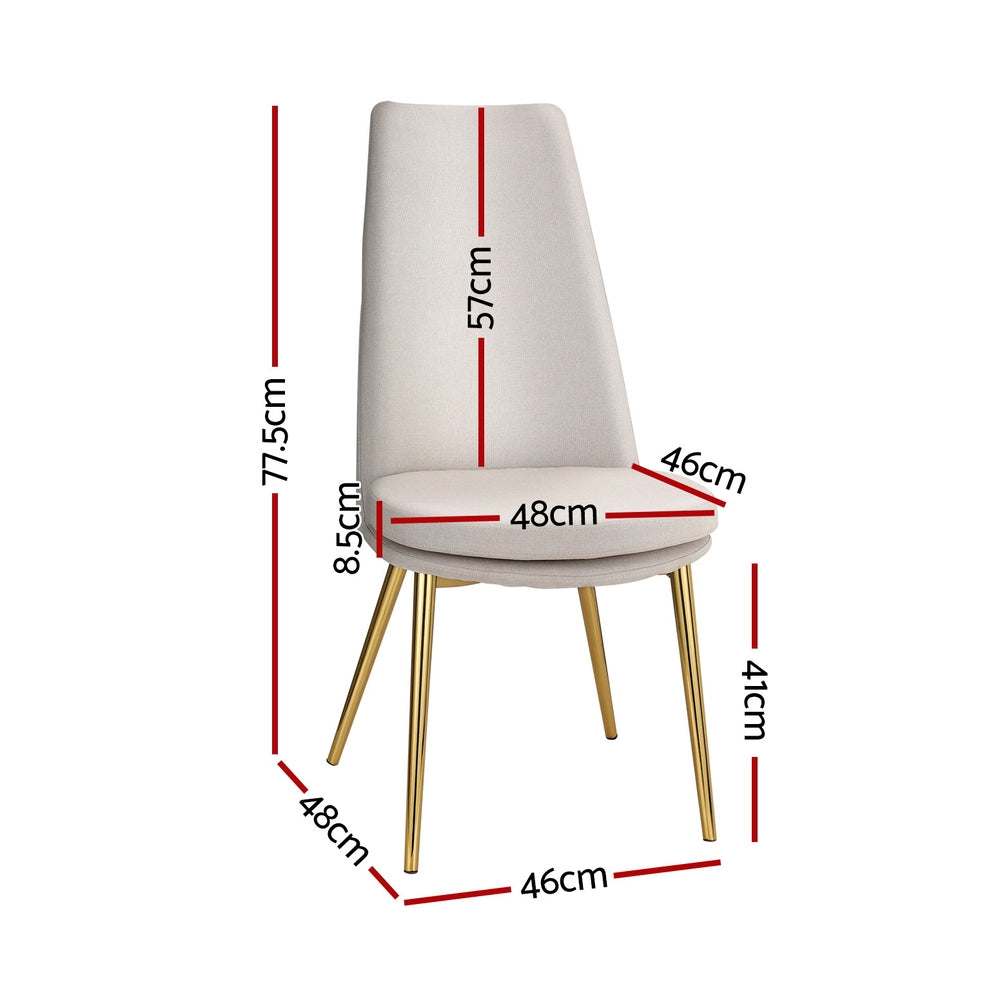 Artiss Dining Chairs High-back Beige Set of 2 Sunnie-Furniture &gt; Bar Stools &amp; Chairs-PEROZ Accessories