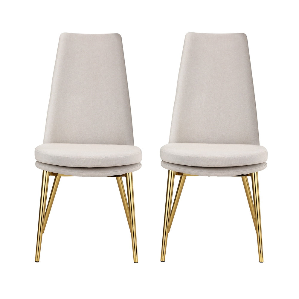 Artiss Dining Chairs High-back Beige Set of 2 Sunnie-Furniture &gt; Bar Stools &amp; Chairs-PEROZ Accessories