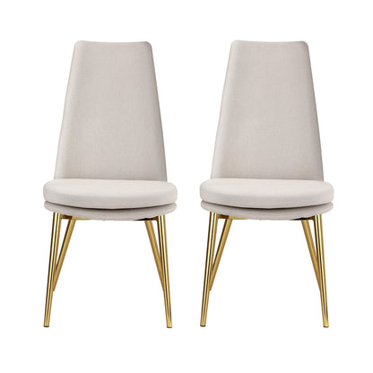 Artiss Dining Chairs High-back Beige Set of 2 Sunnie-Furniture &gt; Bar Stools &amp; Chairs-PEROZ Accessories