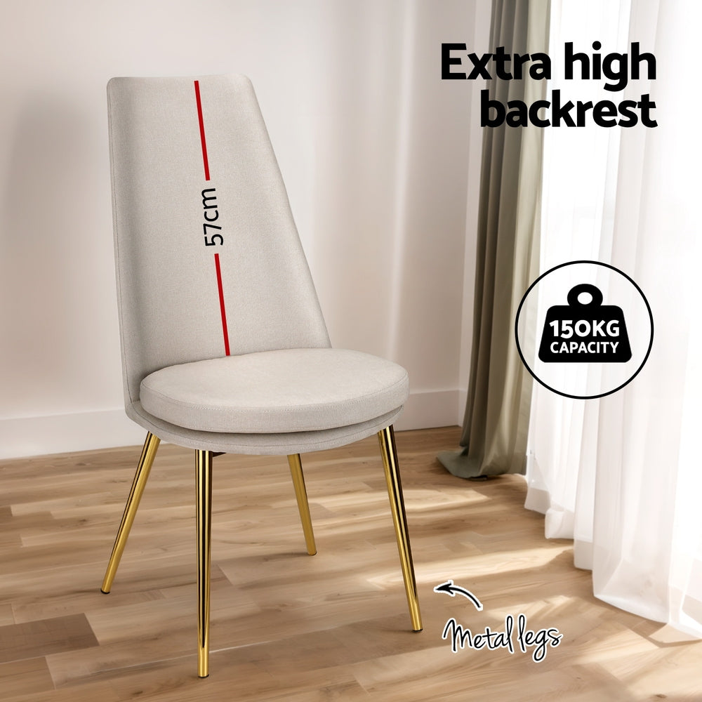 Artiss Dining Chairs High-back Beige Set of 2 Sunnie-Furniture &gt; Bar Stools &amp; Chairs-PEROZ Accessories