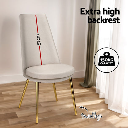 Artiss Dining Chairs High-back Beige Set of 2 Sunnie-Furniture &gt; Bar Stools &amp; Chairs-PEROZ Accessories