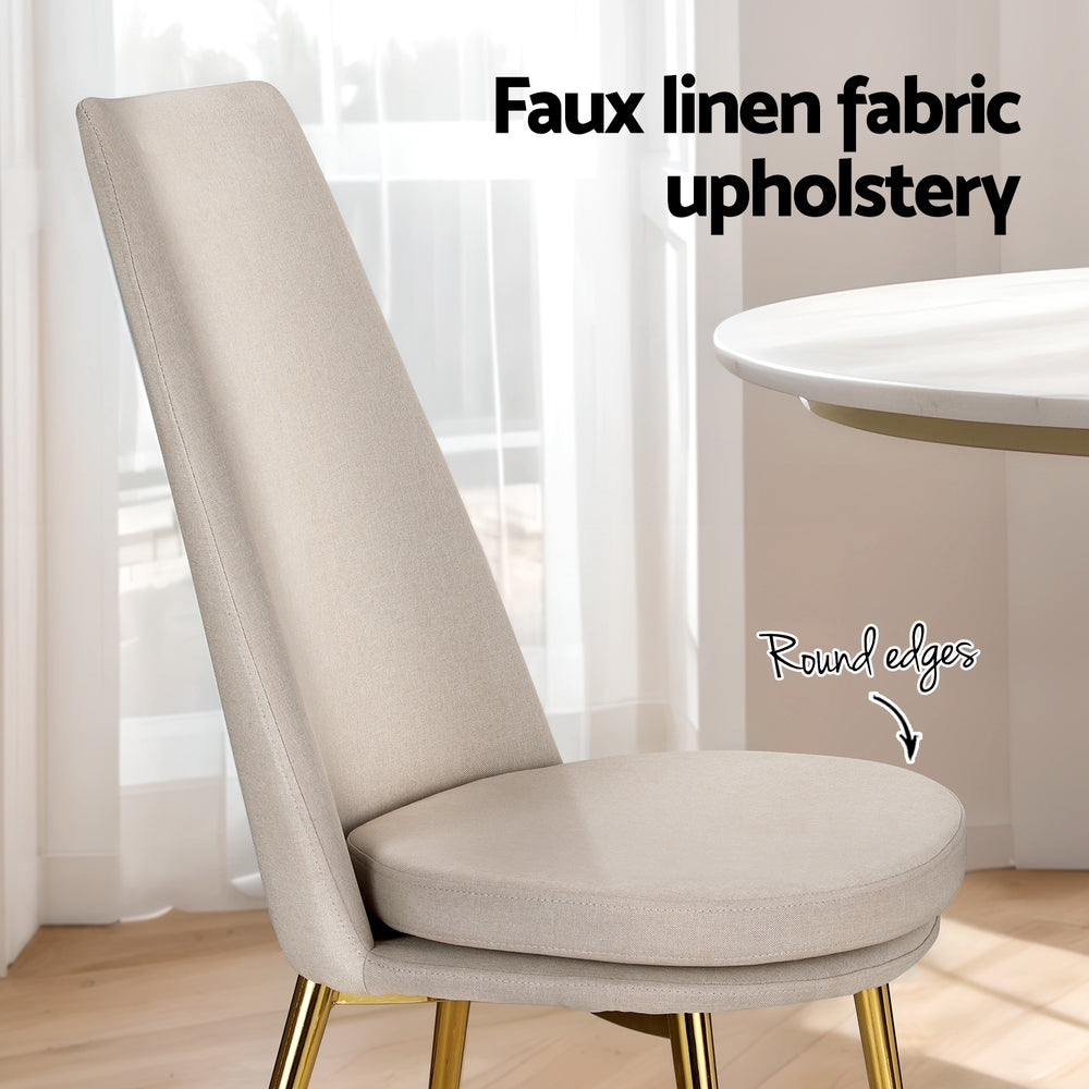 Artiss Dining Chairs High-back Beige Set of 2 Sunnie-Furniture &gt; Bar Stools &amp; Chairs-PEROZ Accessories