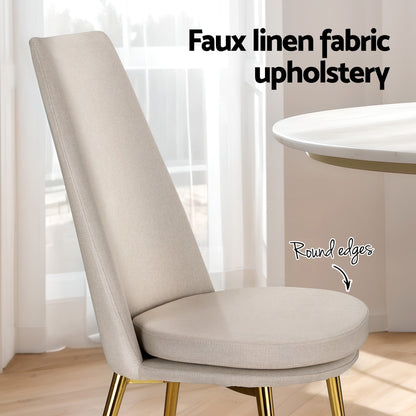 Artiss Dining Chairs High-back Beige Set of 2 Sunnie-Furniture &gt; Bar Stools &amp; Chairs-PEROZ Accessories