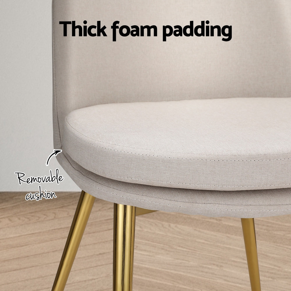 Artiss Dining Chairs High-back Beige Set of 2 Sunnie-Furniture &gt; Bar Stools &amp; Chairs-PEROZ Accessories