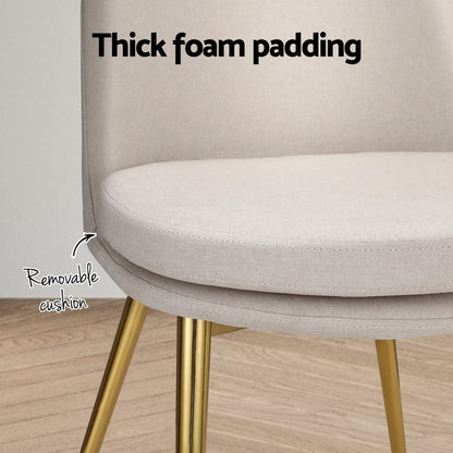 Artiss Dining Chairs High-back Beige Set of 2 Sunnie-Furniture &gt; Bar Stools &amp; Chairs-PEROZ Accessories