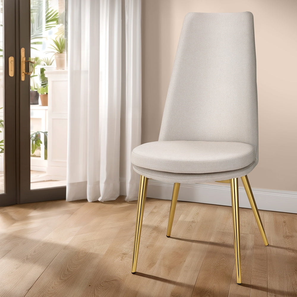 Artiss Dining Chairs High-back Beige Set of 2 Sunnie-Furniture &gt; Bar Stools &amp; Chairs-PEROZ Accessories