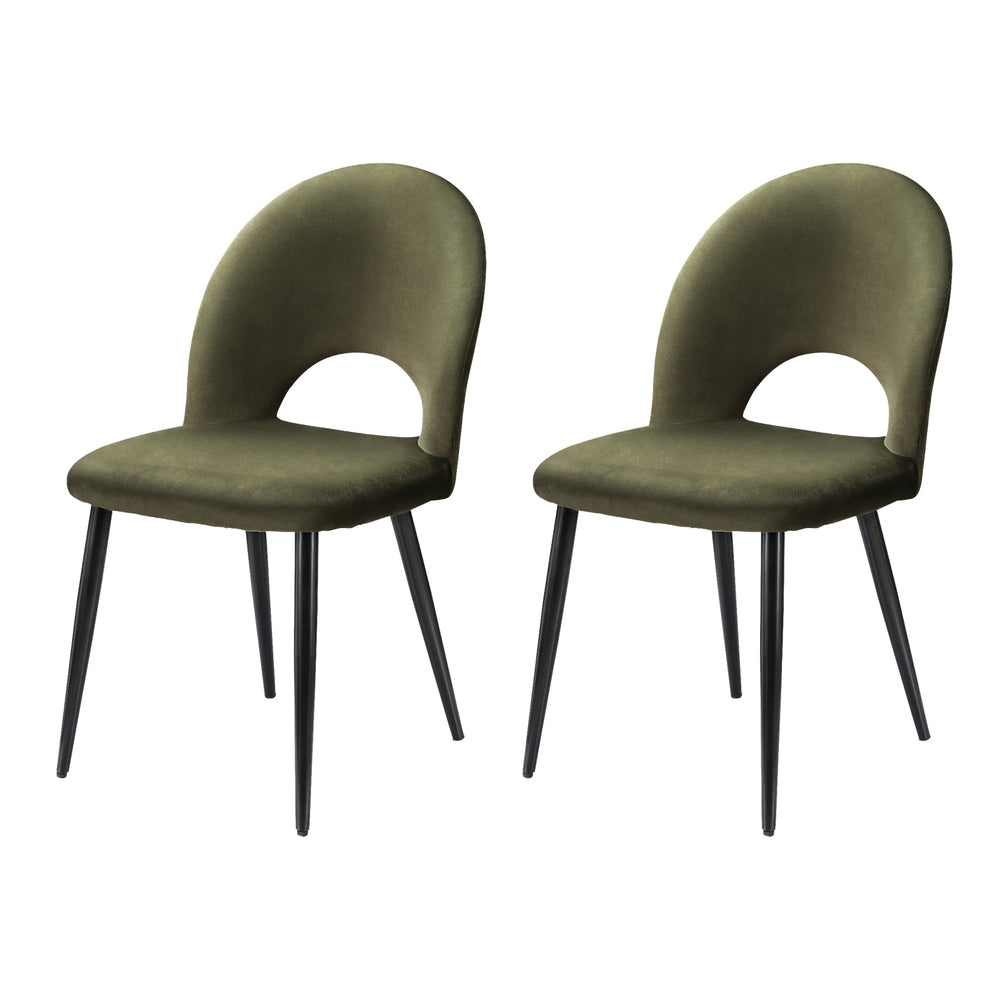 Artiss Dining Chairs Set of 2 Velvet Hollow Green-Furniture &gt; Dining-PEROZ Accessories