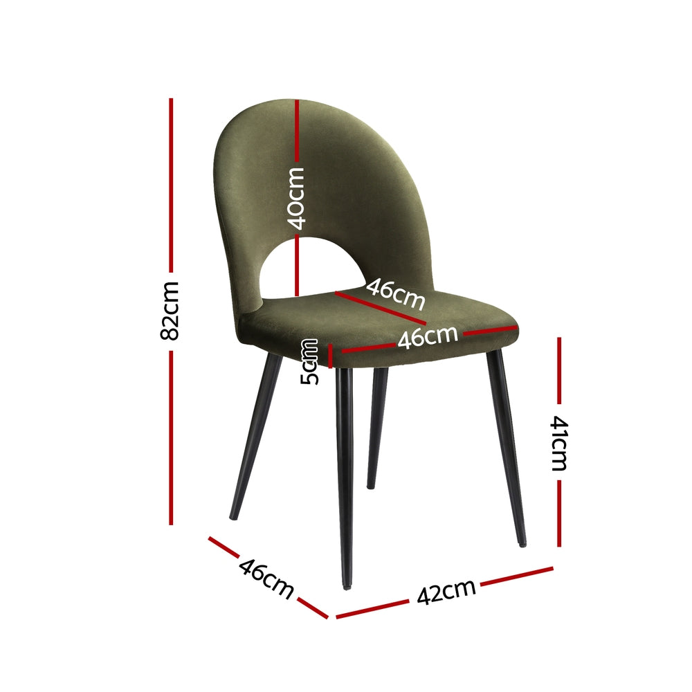 Artiss Dining Chairs Set of 2 Velvet Hollow Green-Furniture &gt; Dining-PEROZ Accessories