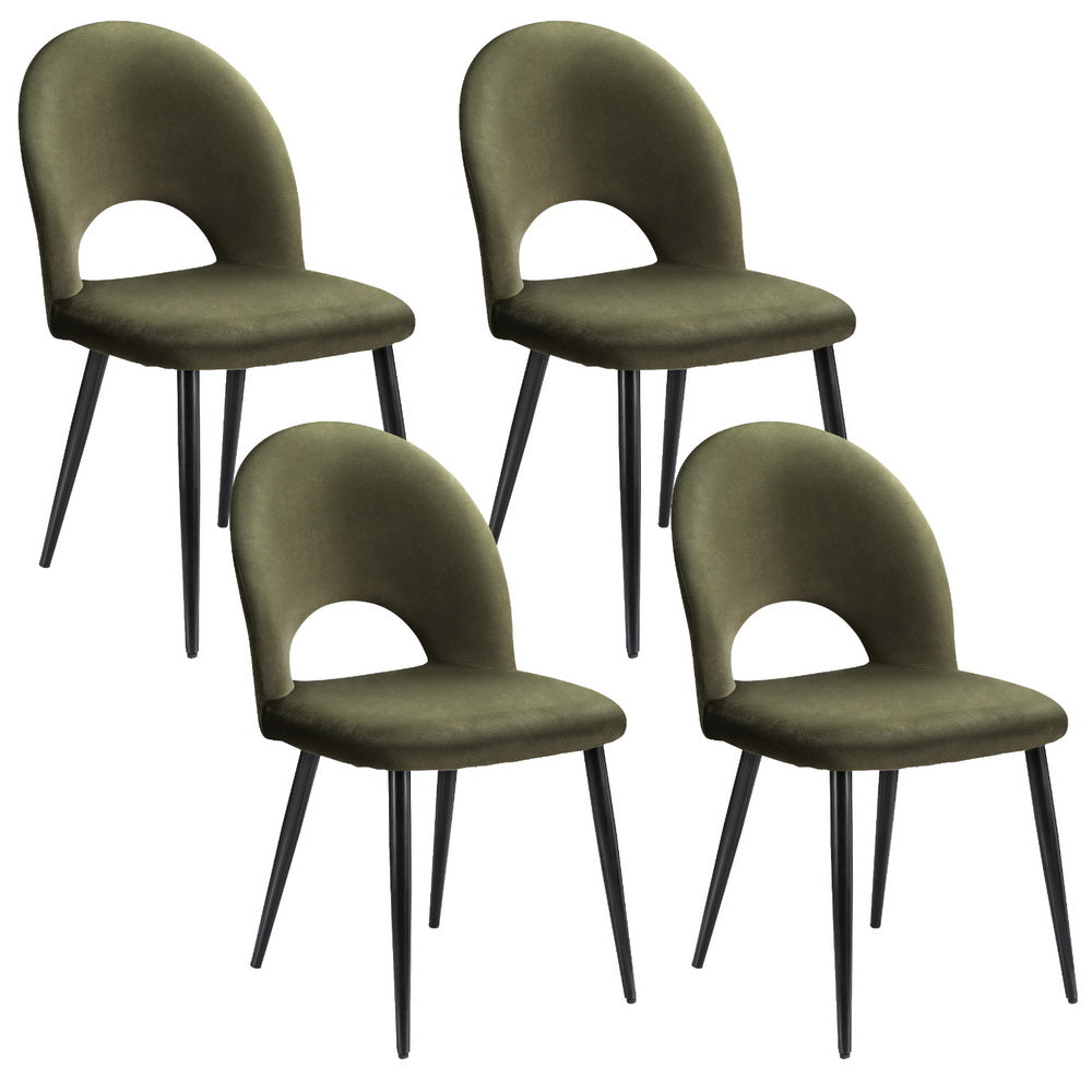 Artiss Dining Chairs Set of 4 Velvet Hollow Green-Furniture &gt; Dining &gt; Kitchen &amp; Dining Chairs-PEROZ Accessories