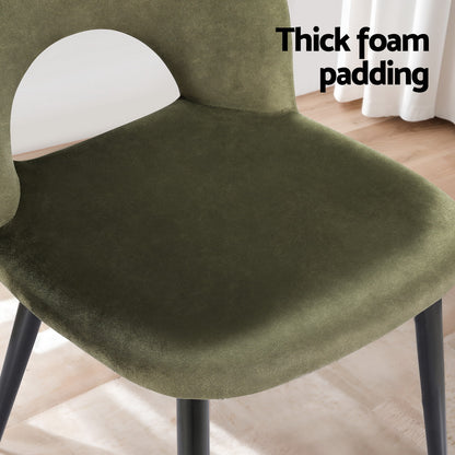 Artiss Dining Chairs Set of 4 Velvet Hollow Green-Furniture &gt; Dining &gt; Kitchen &amp; Dining Chairs-PEROZ Accessories
