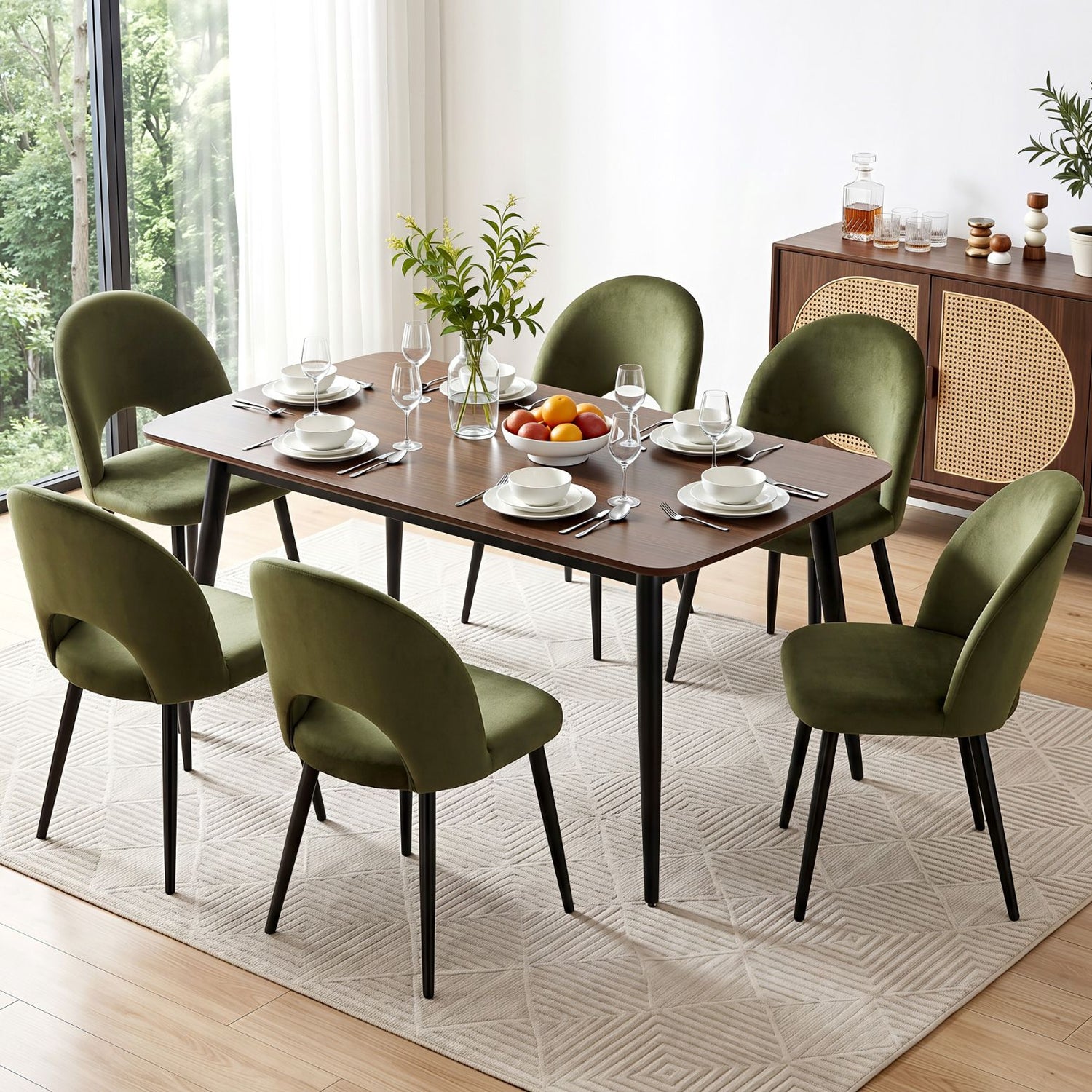 Artiss Dining Chairs Set of 6 Velvet Hollow Green
