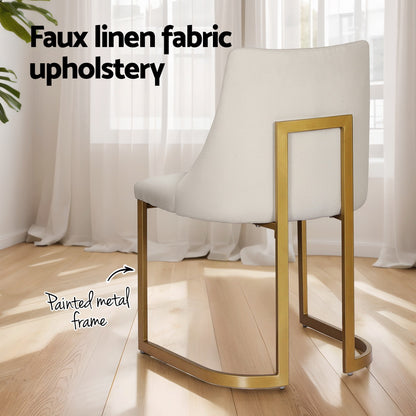 Artiss Dining Chairs Set of 2 Linen Fabric Frame Beige-Furniture &gt; Dining-PEROZ Accessories