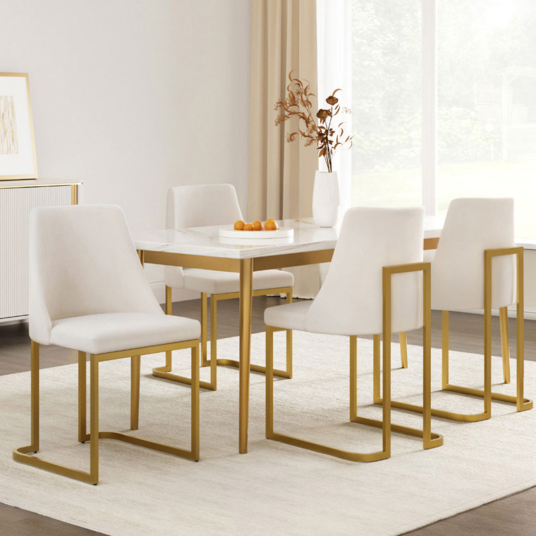 Artiss Dining Chairs Set of 4 Linen Fabric Frame Beige-Furniture &gt; Dining &gt; Kitchen &amp; Dining Chairs-PEROZ Accessories