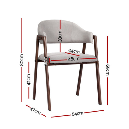 Artiss Dining Chairs Grey Linen Fabric Set Of 2 Nadi-Furniture &gt; Bar Stools &amp; Chairs-PEROZ Accessories