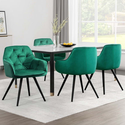Artiss Dining Chairs Set of 4 Velvet Diamond Tufted Armchair Green-Furniture &gt; Dining &gt; Kitchen &amp; Dining Chairs-PEROZ Accessories