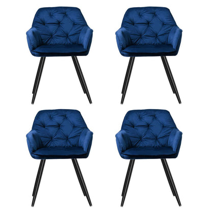 Artiss Dining Chairs Set of 4 Velvet Diamond Tufted Armchair Blue-Furniture &gt; Dining &gt; Kitchen &amp; Dining Chairs-PEROZ Accessories