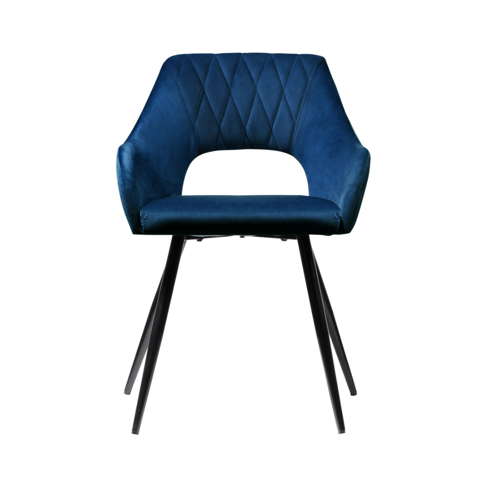 Artiss Dining Chairs Set of 2 Velvet Hollow Armchair Blue-Dining Chairs-PEROZ Accessories