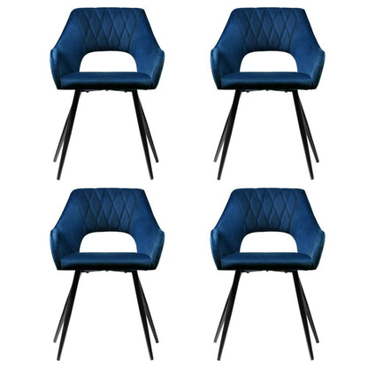 Artiss Dining Chairs Set of 4 Velvet Hollow Armchair Blue-Furniture &gt; Dining &gt; Kitchen &amp; Dining Chairs-PEROZ Accessories