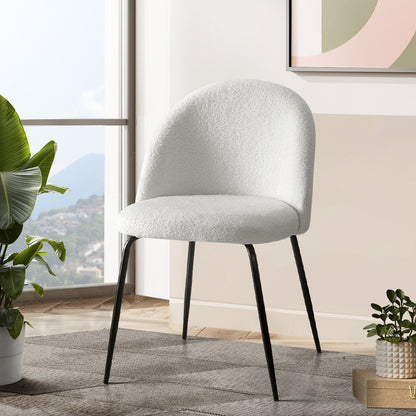 Artiss Dining Chairs Set of 2 Sherpa Boucle White-Armchairs-PEROZ Accessories