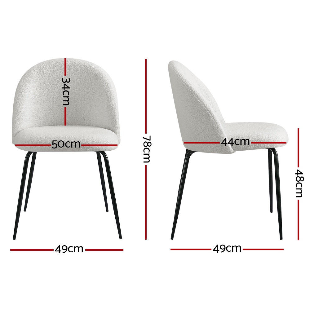 Artiss Dining Chairs Set of 2 Sherpa Boucle White-Armchairs-PEROZ Accessories