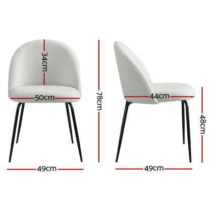 Artiss Dining Chairs Set of 2 Sherpa Boucle White-Armchairs-PEROZ Accessories