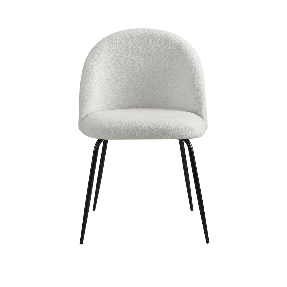 Artiss Dining Chairs Set of 2 Sherpa Boucle White-Armchairs-PEROZ Accessories