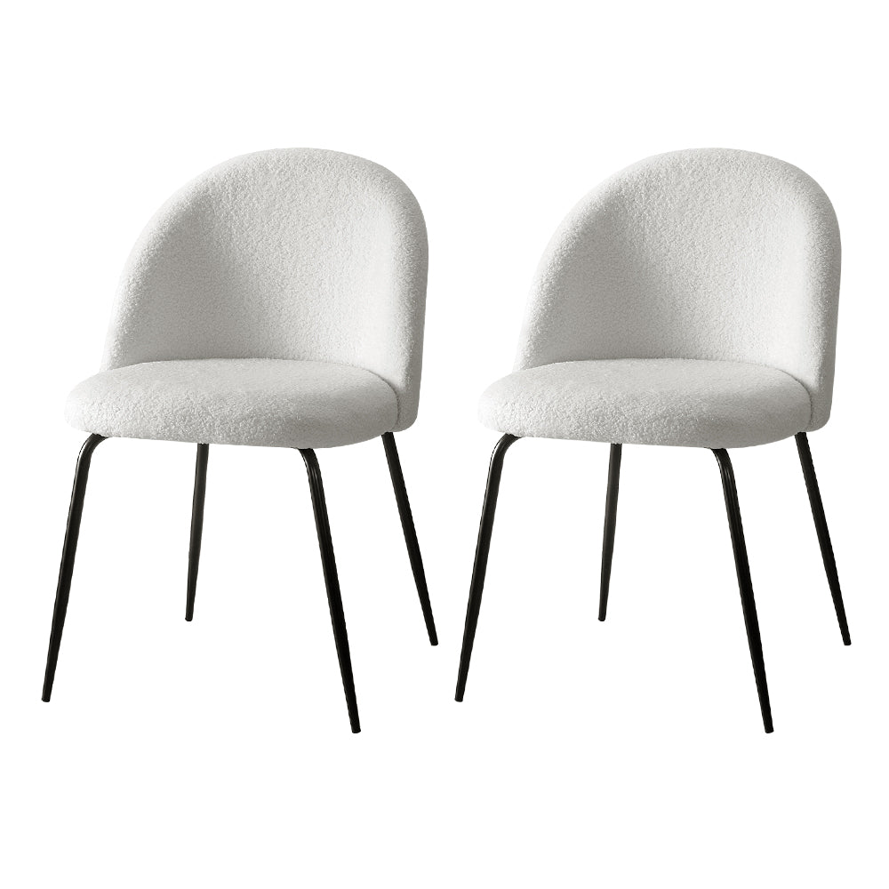 Artiss Dining Chairs Set of 2 Sherpa Boucle White-Armchairs-PEROZ Accessories