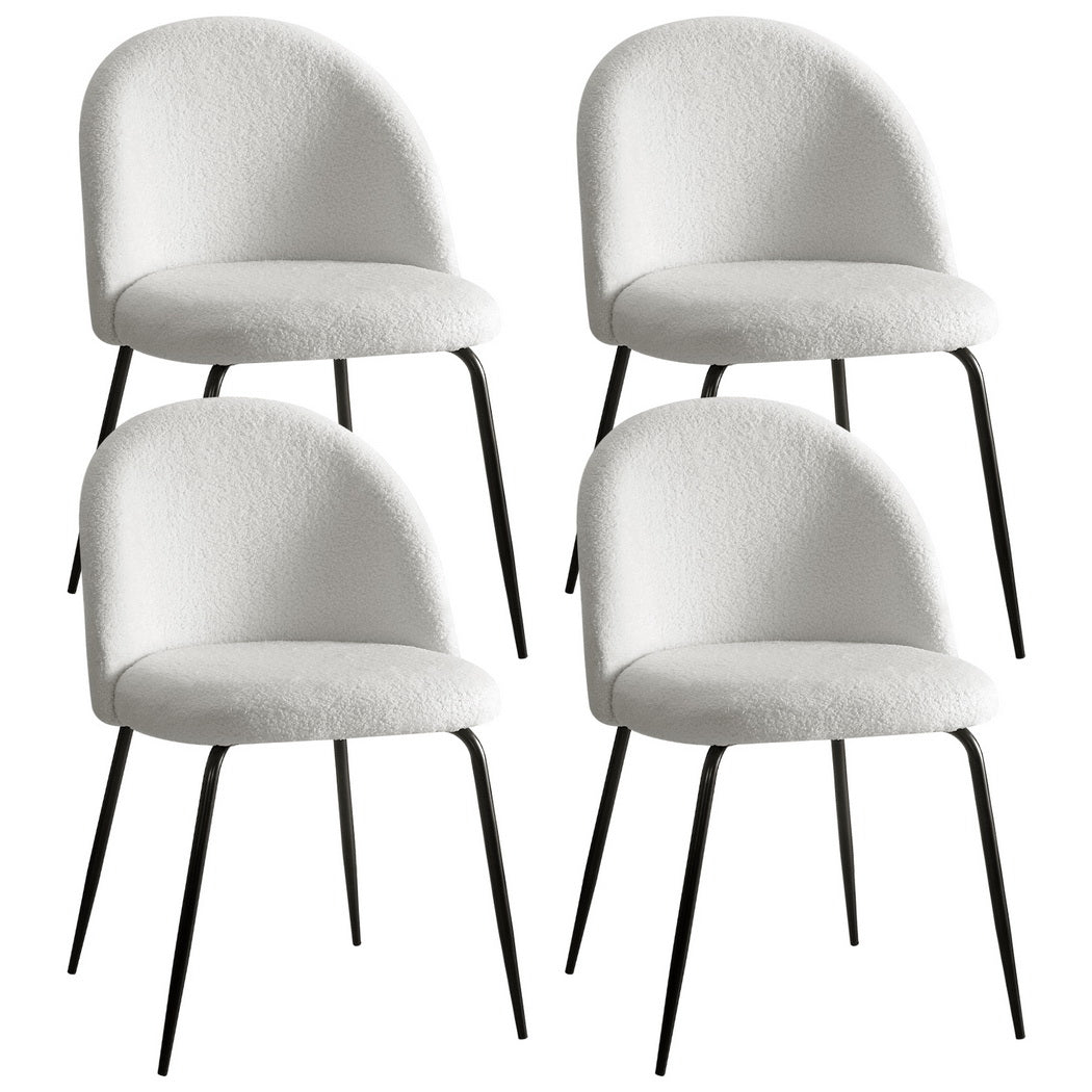 Artiss Dining Chairs Set of 4 Sherpa Boucle White-Furniture &gt; Dining &gt; Kitchen &amp; Dining Chairs-PEROZ Accessories