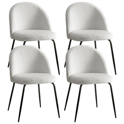 Artiss Dining Chairs Set of 4 Sherpa Boucle White-Furniture &gt; Dining &gt; Kitchen &amp; Dining Chairs-PEROZ Accessories