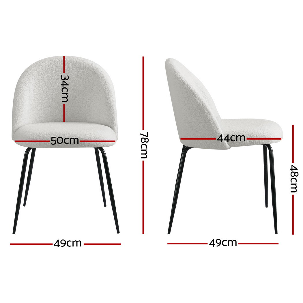 Artiss Dining Chairs Set of 4 Sherpa Boucle White-Furniture &gt; Dining &gt; Kitchen &amp; Dining Chairs-PEROZ Accessories