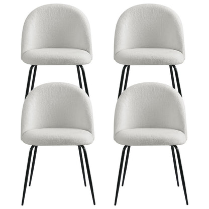 Artiss Dining Chairs Set of 4 Sherpa Boucle White-Furniture &gt; Dining &gt; Kitchen &amp; Dining Chairs-PEROZ Accessories