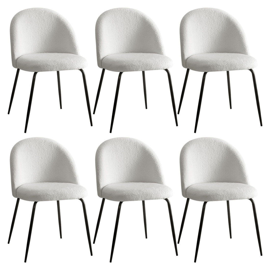 Artiss Dining Chairs Set of 6 Sherpa Boucle White