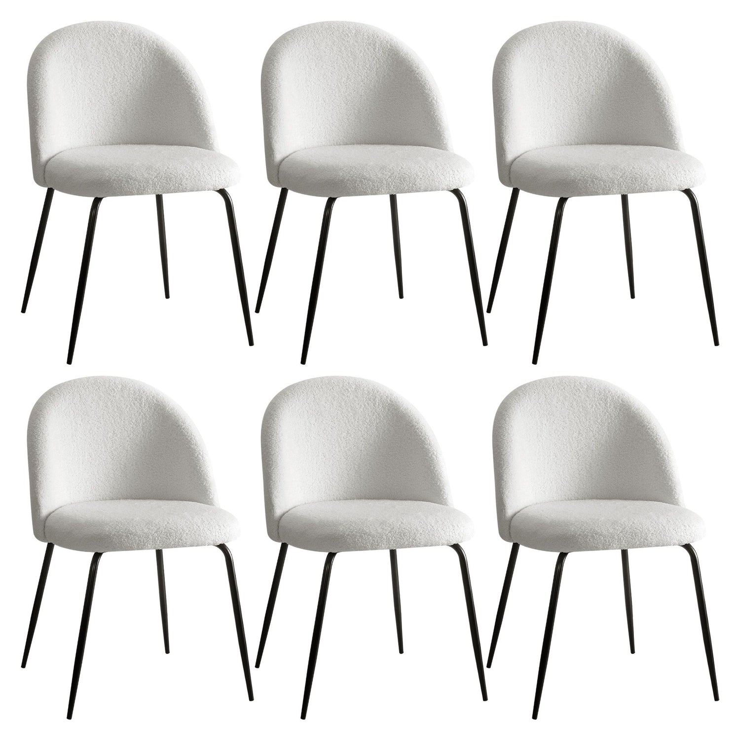 Artiss Dining Chairs Set of 6 Sherpa Boucle White