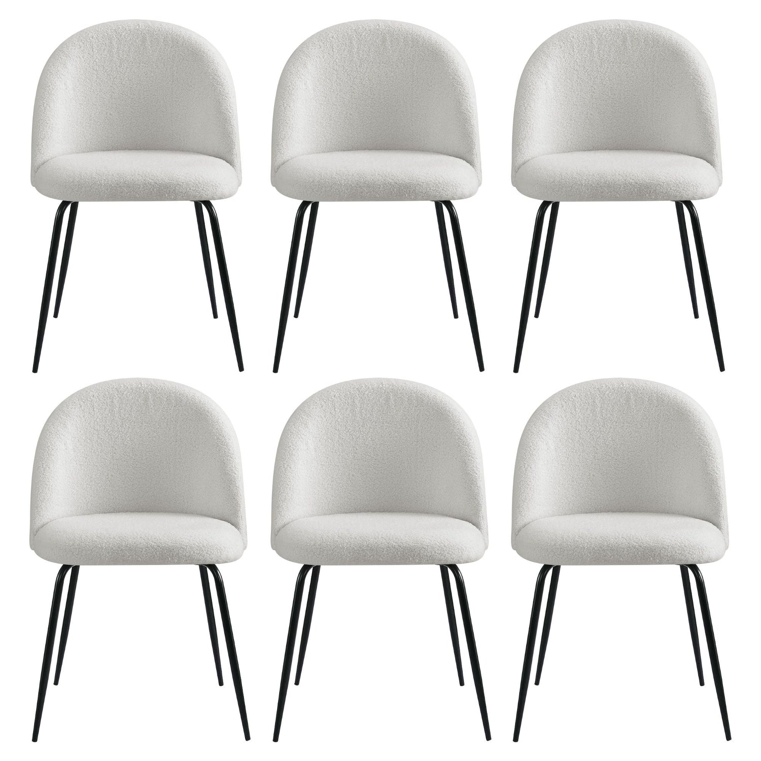 Artiss Dining Chairs Set of 6 Sherpa Boucle White