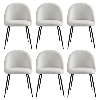 Artiss Dining Chairs Set of 6 Sherpa Boucle White