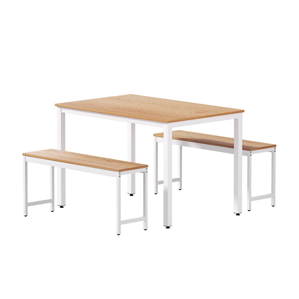 Artiss Dining Table and Chairs Set 3PCS Metal Desk Bench Sets Kitchen Furniture-Furniture &gt; Dining &gt; Dining Tables-PEROZ Accessories