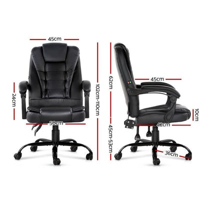 Artiss 2 Point Massage Office Chair PU Leather Black-Furniture &gt; Office-PEROZ Accessories