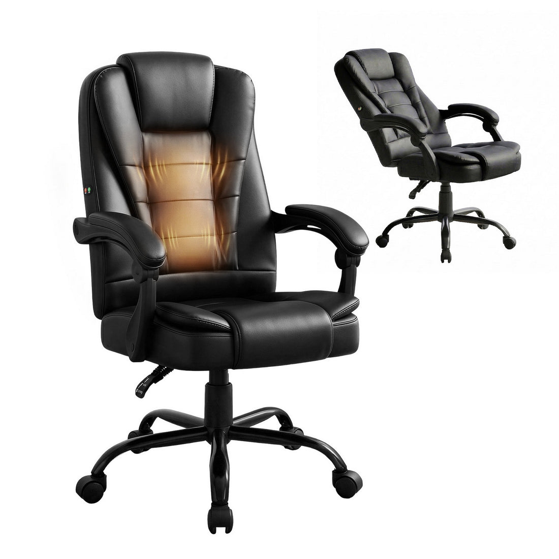 Artiss Massage Office Chair Executive Computer Gaming Chairs Black PU Leather-Furniture > Office-PEROZ Accessories
